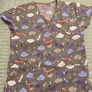 Raining Cats and Dogs Scrub Top